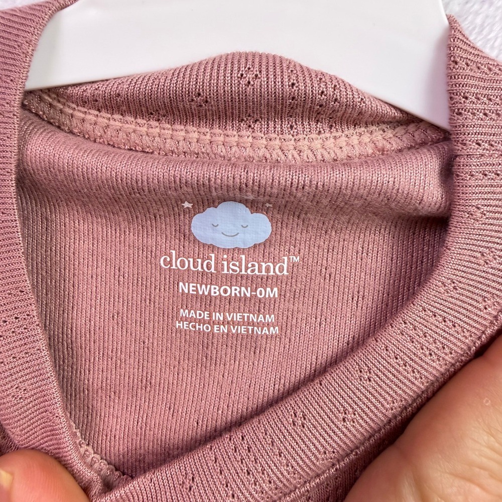 Cloud Island Pink Pointelle Bodysuit and Leggings 2pc Set Newborn 0M NWT - Picture 2 of 6